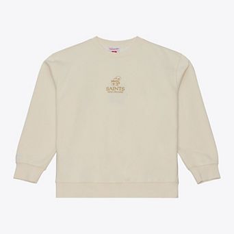 Men's Mitchell & Ness Cream New Orleans Saints Core Essentials Micro Logo Fleece Sweatshirt