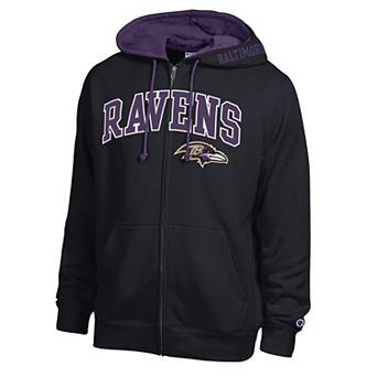 Men's Champion Black/Purple Baltimore Ravens Full-Zip Hoodie