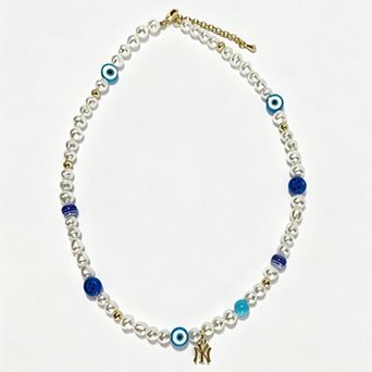 LUV AJ New York Yankees Pearl Bead Logo Necklace