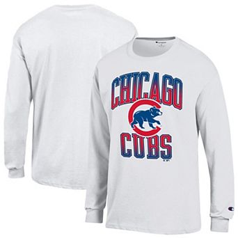 Men's Champion White Chicago Cubs Jersey Long Sleeve T-Shirt