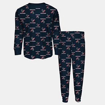 Youth Outerstuff Navy Houston Texans All-Over-Print Long Sleeve T-Shirt and Pants Sleep Set