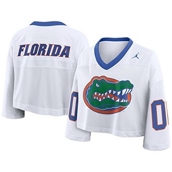 Women's Nike White Florida Gators Oversized Logo Cropped Fashion Jersey
