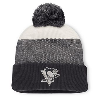 Men's Fanatics Black/Light Beige Pittsburgh Penguins Monochrome Cuffed Knit Hat with Pom