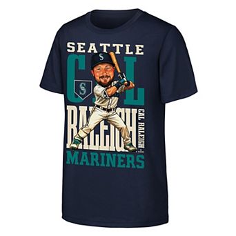 Youth Outerstuff Cal Raleigh Navy Seattle Mariners Caricature Clash T-Shirt