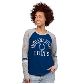 Women's Starter Royal/Gray Indianapolis Colts Waffle-Knit Raglan Long Sleeve T-Shirt