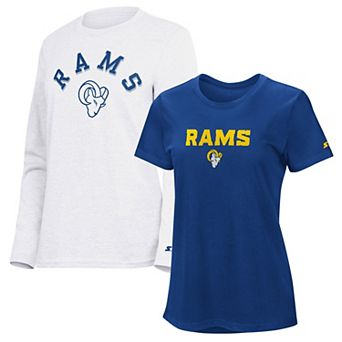 Women's Starter Royal/Ash Los Angeles Rams Short Sleeve & Long Sleeve T-Shirt Combo Pack