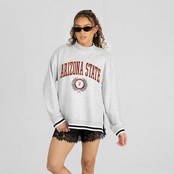 Women's Gameday Couture Gray Arizona State Sun Devils Rally Point Contrast Stripe Mock Neck Sweatshirt