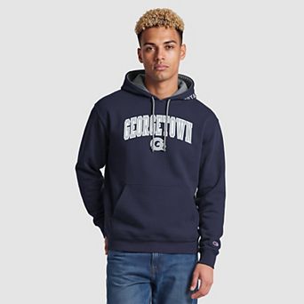 Men's Champion Navy/Heather Gray Georgetown Hoyas Contrast Hoodie