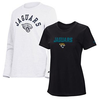 Women's Starter Black/Ash Jacksonville Jaguars Short Sleeve & Long Sleeve T-Shirt Combo Pack