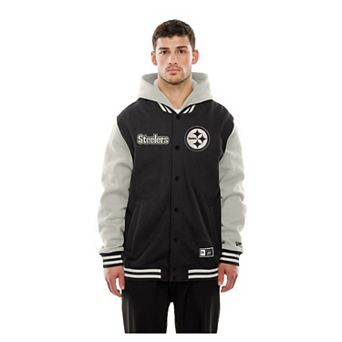 Men's New Era Black/Gray Pittsburgh Steelers Full-Snap Fleece Hoodie Jacket
