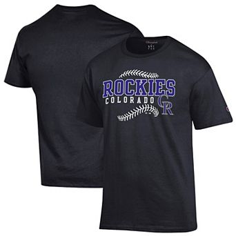 Men's Champion Black Colorado Rockies Baseball T-Shirt