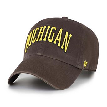 Men's '47 Brown Michigan Wolverines Vault Clean Up Adjustable Hat