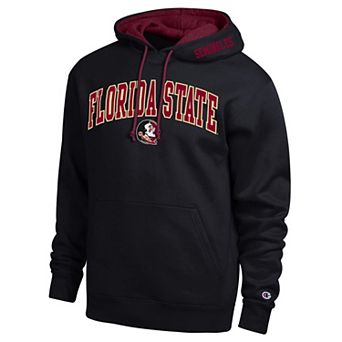 Men's Champion Black Florida State Seminoles Arch Tackle Twill Hoodie