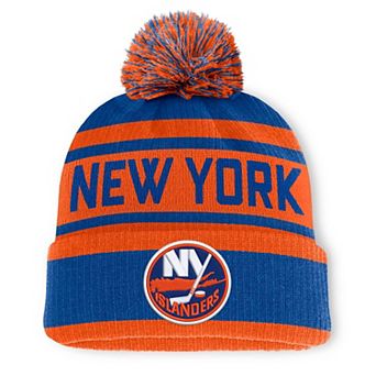 Men's Fanatics Royal/Orange New York Islanders Fundamental Cuffed Knit Hat with Pom