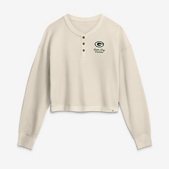 Women's Fanatics Cream Green Bay Packers Relaxed Cropped Long Sleeve Shirt