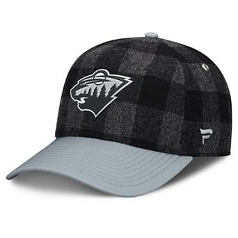 Men's Fanatics Black/Gray Minnesota Wild Huntsman Plaid A-Frame Adjustable Hat