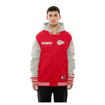 Men's New Era Red/Gray Kansas City Chiefs Full-Snap Fleece Hoodie Jacket