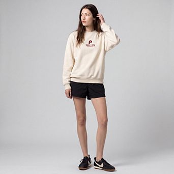 Women's Mitchell & Ness Cream Philadelphia Phillies Core Essentials Micro Logo Fleece Sweatshirt