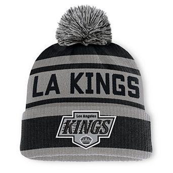 Men's Fanatics Black/Silver Los Angeles Kings Fundamental Cuffed Knit Hat with Pom