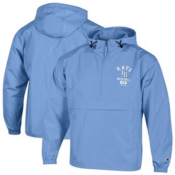 Men's Champion Light Blue Tampa Bay Rays Packable Windbreaker Half-Zip Jacket