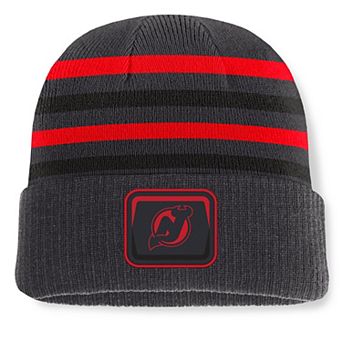 Men's Fanatics Black New Jersey Devils Knurly Stripe Cuffed Knit Hat