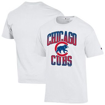 Men's Champion White Chicago Cubs Team Name T-Shirt