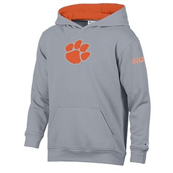 Youth Champion Heather Gray/Orange Clemson Tigers Volume Fleece Hoodie