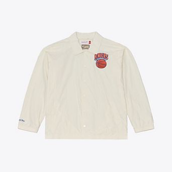 Men's Mitchell & Ness Cream New York Knicks Retro Root Full-Snap Coaches Jacket