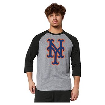 Men's Homage Gray New York Mets Raglan Tri-Blend 3/4-Sleeve T-Shirt