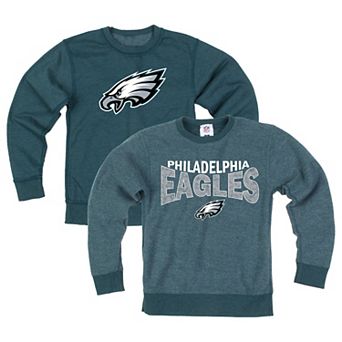 Youth Wes & Willy Midnight Green Philadelphia Eagles Reversible Fleece Sweatshirt