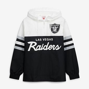 Men's Mitchell & Ness Black Las Vegas Raiders Head Coach Anorak Quarter-Zip Windbreaker Jacket