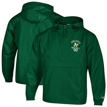 Men's Champion Green Oakland Athletics Packable Windbreaker Half-Zip Jacket