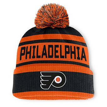 Men's Fanatics Black/Orange Philadelphia Flyers Fundamental Cuffed Knit Hat with Pom