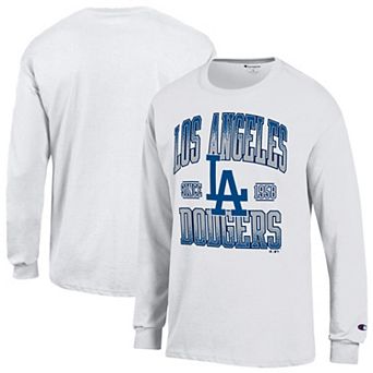 Men's Champion White Los Angeles Dodgers Jersey Long Sleeve T-Shirt