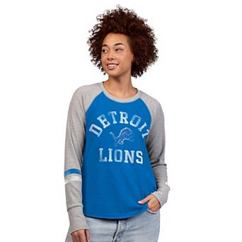 Women's Starter Blue/Gray Detroit Lions Waffle-Knit Raglan Long Sleeve T-Shirt