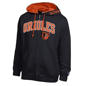 Men's Champion Black/Orange Baltimore Orioles Volume Fleece Full-Zip Hoodie