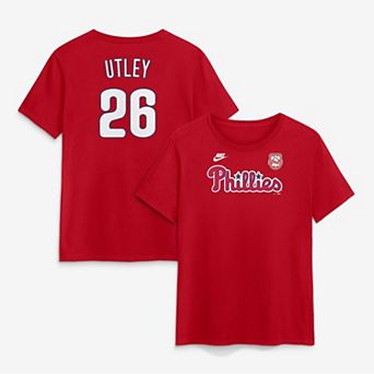 Women's Nike Chase Utley Red Philadelphia Phillies Wall of Fame Name & Number T-Shirt