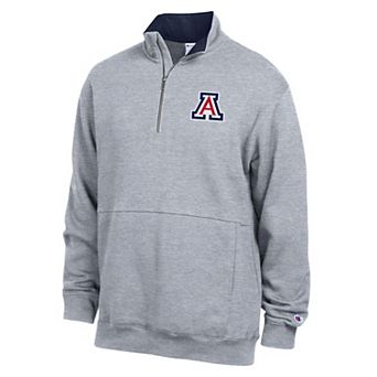 Men's Champion Heather Gray Arizona Wildcats Fleece Quarter-Zip Pullover