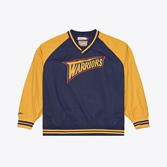 Men's Mitchell & Ness Navy Golden State Warriors Classic V-Neck Pullover Jacket