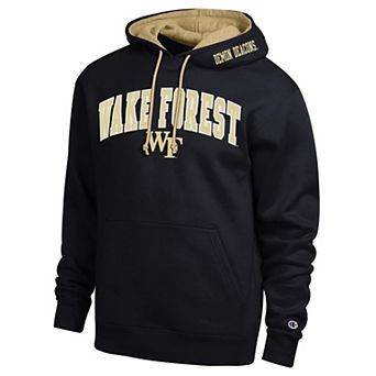 Men's Champion Black Wake Forest Demon Deacons Arch Tackle Twill Hoodie