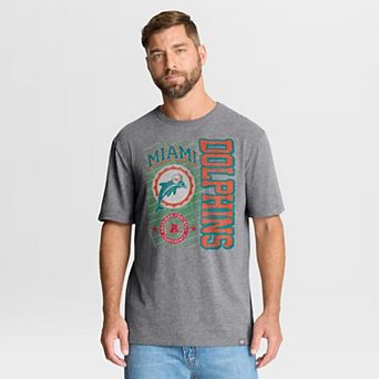 Men's Fanatics Heather Gray Miami Dolphins Tribute Direct Handoff Tri-Blend T-Shirt