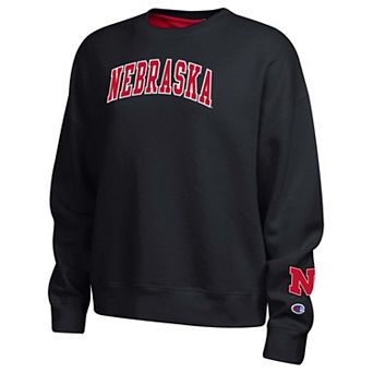 Women's Champion Black/Scarlet Nebraska Huskers Sweatshirt