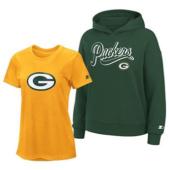 Women's Starter Gold/Green Green Bay Packers Hoodie & T-Shirt Combo Pack