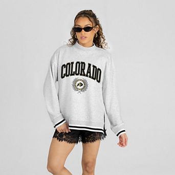 Women's Gameday Couture Gray Colorado Buffaloes Rally Point Contrast Stripe Mock Neck Sweatshirt