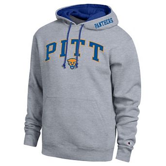 Men's Champion Heather Gray Pitt Panthers Arch Tackle Twill Hoodie