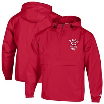 Men's Champion Red Cincinnati Reds Packable Windbreaker Half-Zip Jacket