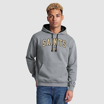 Men's Champion Heather Gray/Black New Orleans Saints Contrast Hoodie