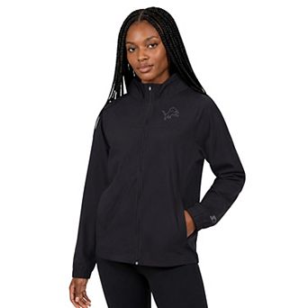 Women's Starter Black Detroit Lions Athleisure Lightweight Full-Zip Jacket