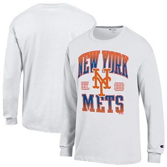 Men's Champion White New York Mets Jersey Long Sleeve T-Shirt