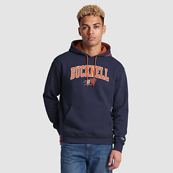 Men's Champion Navy/Orange Bucknell Bison Contrast Hoodie